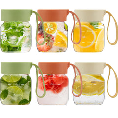 Danmu 6 Pack Glass Water Bottles Clear Water Bottles Leakproof 10oz Small Water Bottles 300ml Cute Water BottlesGlass Juice Bottles for Juicing Juice BottlesGlass Juice Bottles with Lids
